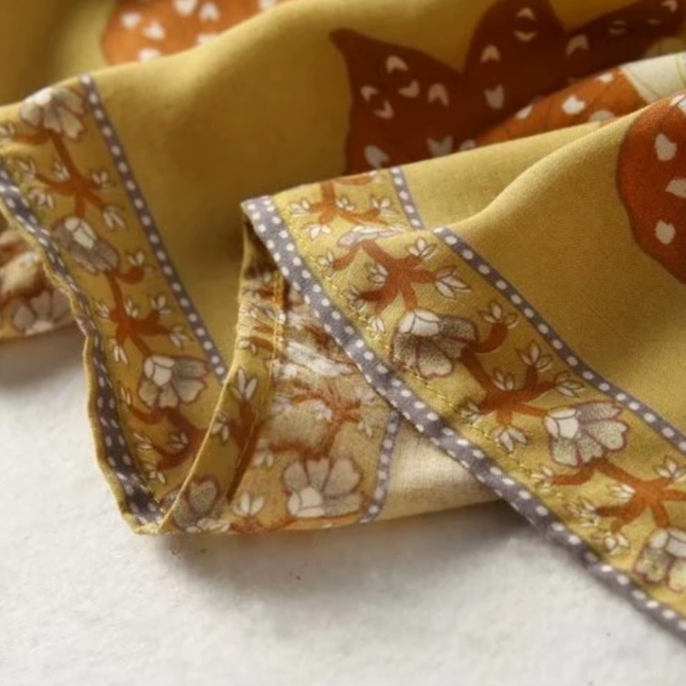 Boho 60’s Floral Gypsy Print Ruffle Dress Yellow - Picture 10 of 12